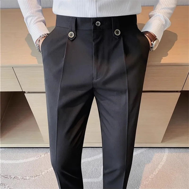 Spring Autumn Smart Casual Suit Pants Men Solid Color Slim Fit Office Fomal Wedding Party Dress Pants Mens White Suit Trousers 250122