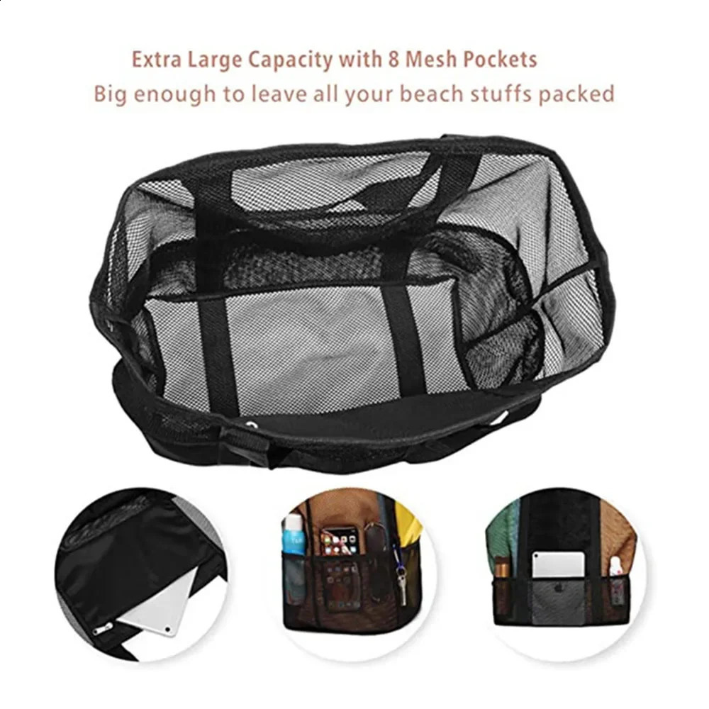 Mesh Beach Bag Waterproof Sandproof - Large Tote Pool Bag for Women Vacation Essentials Beach Accessories 250206