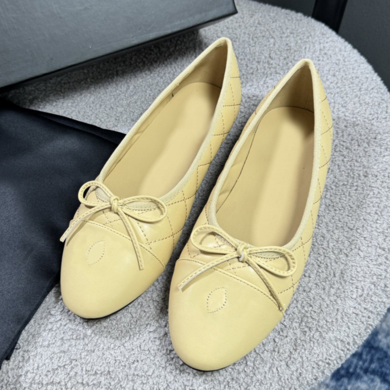 Y176 Designer shoes Paris Brand designer Ballet Flats Shoes Women Quilted Genuine Leather Slip on Ballerina Luxury Round Toe Ladies Dress Shoes