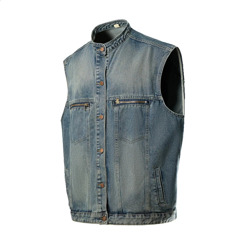 M-XXXL Vest Stylish Mens Denim Vest With Chest Pocket And Vintage Jeans Sleeveless Jacket Casual Streetwear Waistcoats 250206