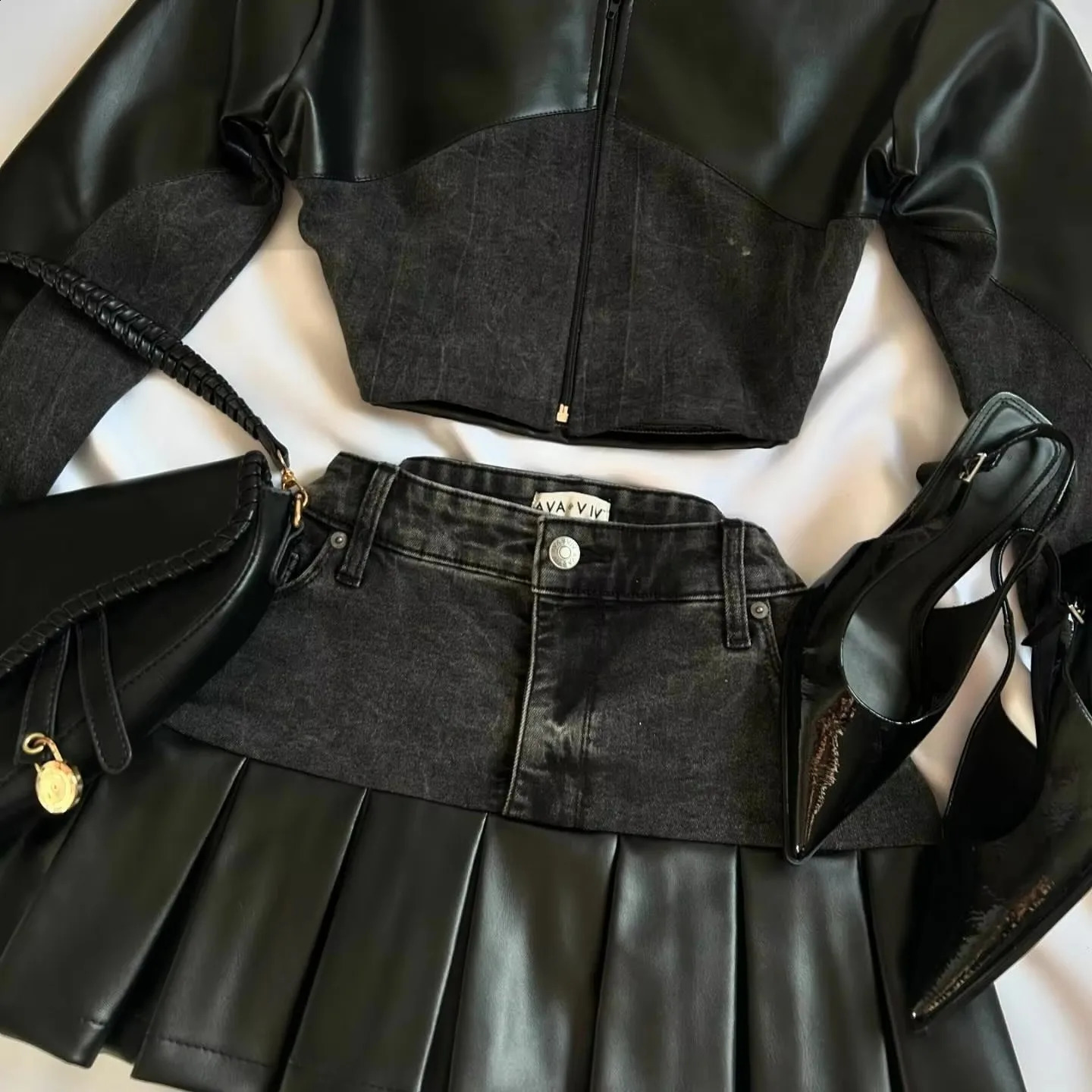 Harajuku Fashion Denim Two Piece Set Y2K Women Sweetheart Light Blue Bow Sleeveless Tube Top Camisole Lace Hip Mini Skirt 250120