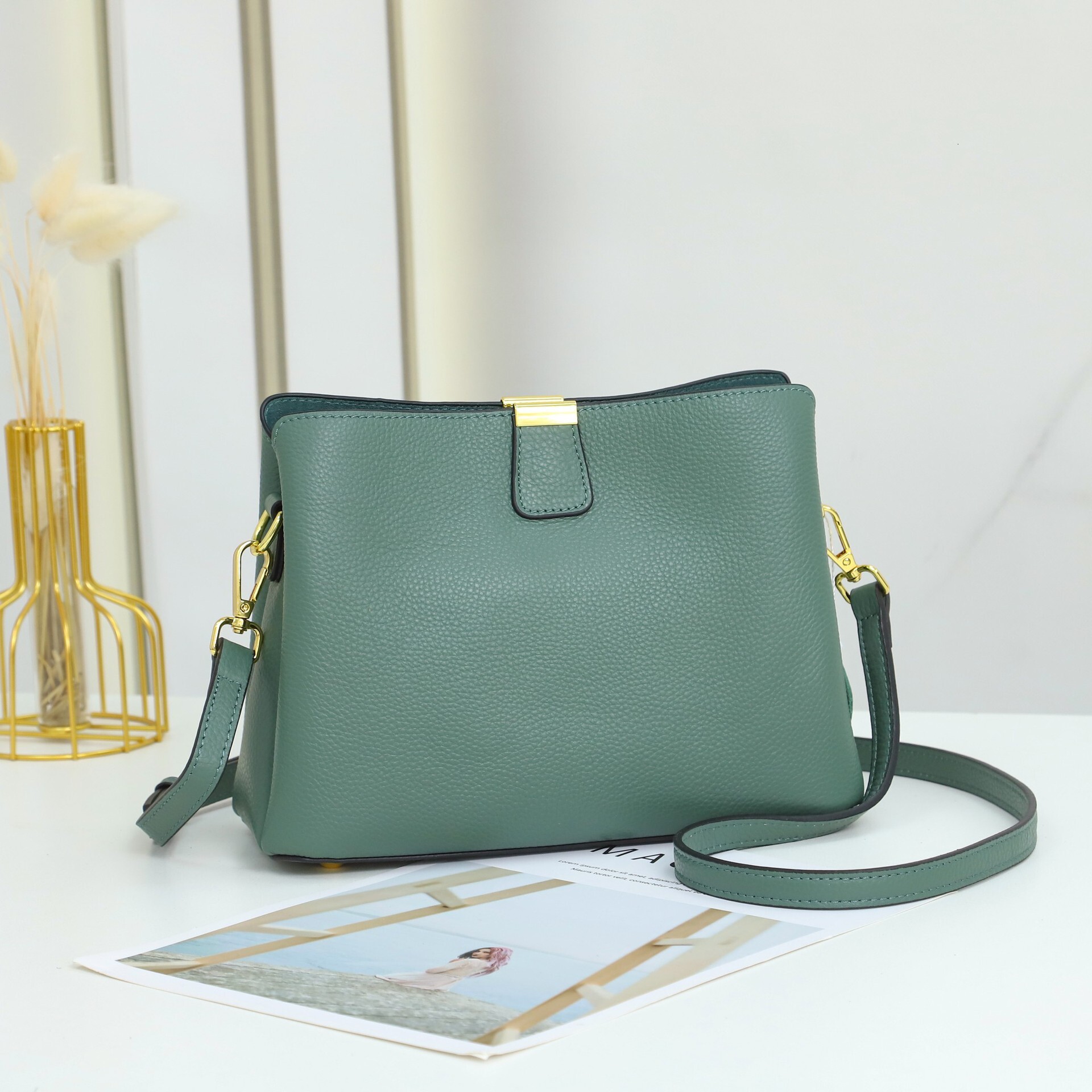 Bag Genuine Leather 2024 New Autumn And Winter Women's Versatile, Stylish, Simple, Top Layer Cowhide Handbag, Crossbody Bag For Women