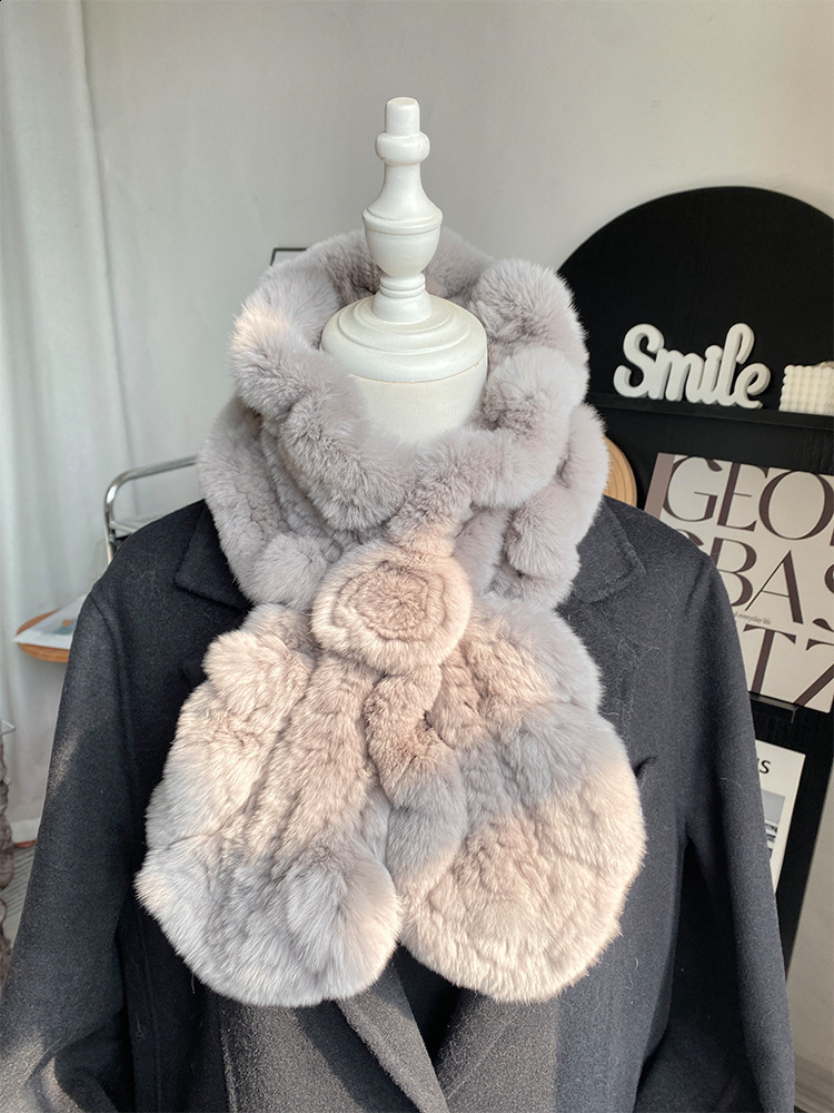 Korean version of otter rabbit fur scarf womens autumn and winter thick and versatile warm plush fur scarf double-sided woven fur collar241018
