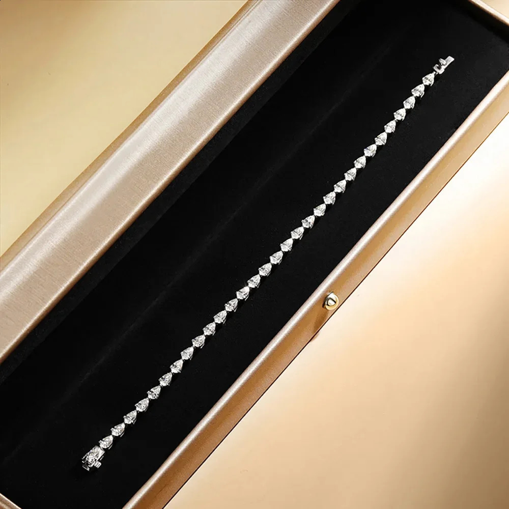 3*5mm Pear Cut All Diamond Tennis Bracelet For Women S925 Silver Plated White Gold Waterdrop Shape Jewelry with GRA 250121