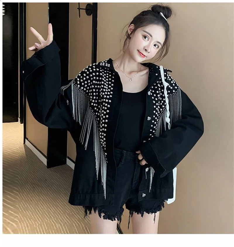 2025 Women Denim Coat Diamonds Beaded Jeans Bomber Jacket Cardigan Gemstones Cow Rhinestones Streetwear Tops Chaquetas 250116