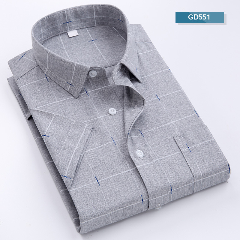 Thin Fashion Casual Shirts 9 Color Summer Short Sleeve Shirt Men's Slim Young Plaid Shirt Tops Overshirt XXXXL Blouse