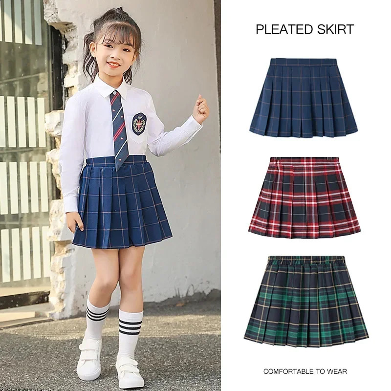 14 Colors Skirt Girl Summer Clothes Childrens High Waist Korean Style Black Mini Pleated Skirt for School Girl Uniform 250206