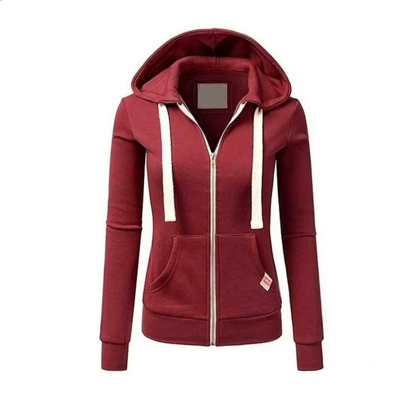 AutumnWinter Womens Personalized Fashion Sports Hoodie Long Sleeve Drawstring Pocket Zipper Coat Woolen Sweater Top 250122