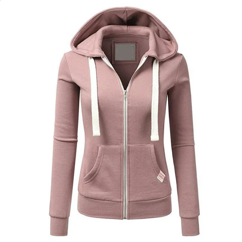 AutumnWinter Womens Personalized Fashion Sports Hoodie Long Sleeve Drawstring Pocket Zipper Coat Woolen Sweater Top 250122