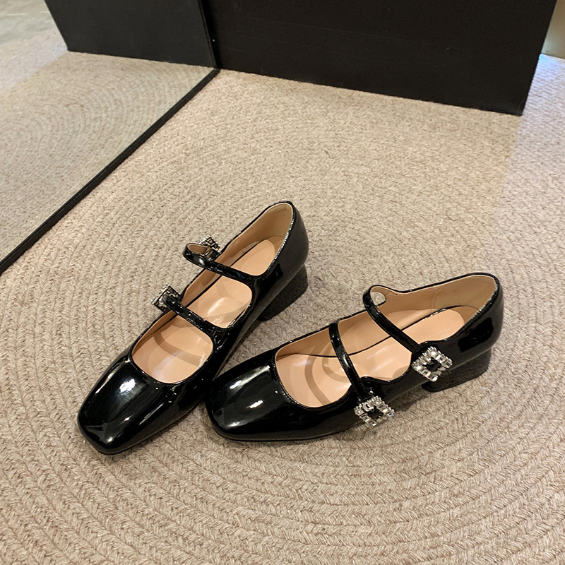Women Dress Shoes High Heel Diamond Design Shining Versatile Triple Black Free shipping