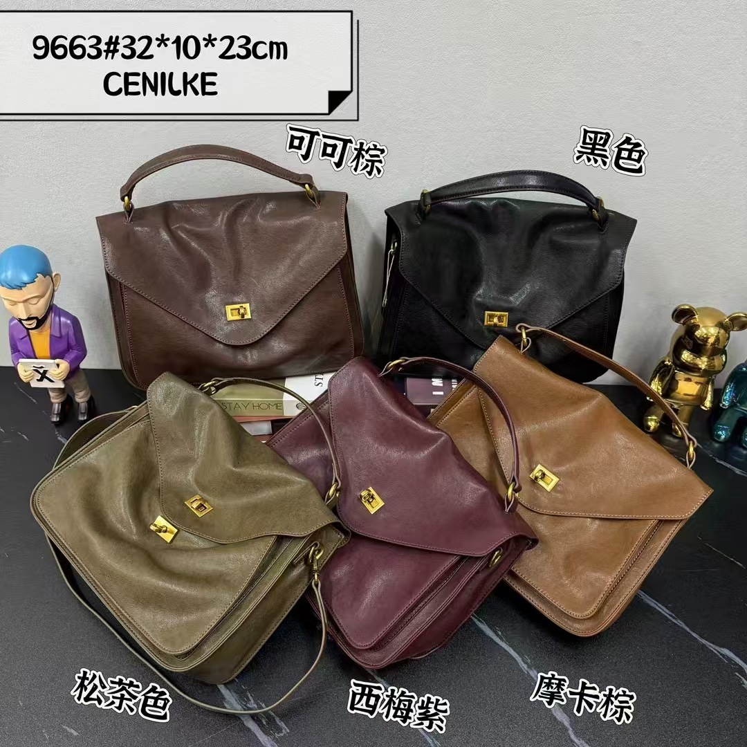 Bag 2024 Autumn New Soft Leather Large Capacity Postman Bag For Women's Fashion Single Shoulder Crossbody Commuter Handbag