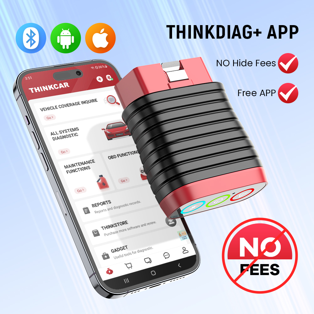 MUCAR THINKCAR BD6 Bluetooth Scanner Car Diagnostic Tool OBD2 Scanner All Cars Full System 5 Reset Free Diagnosis Code Reader
