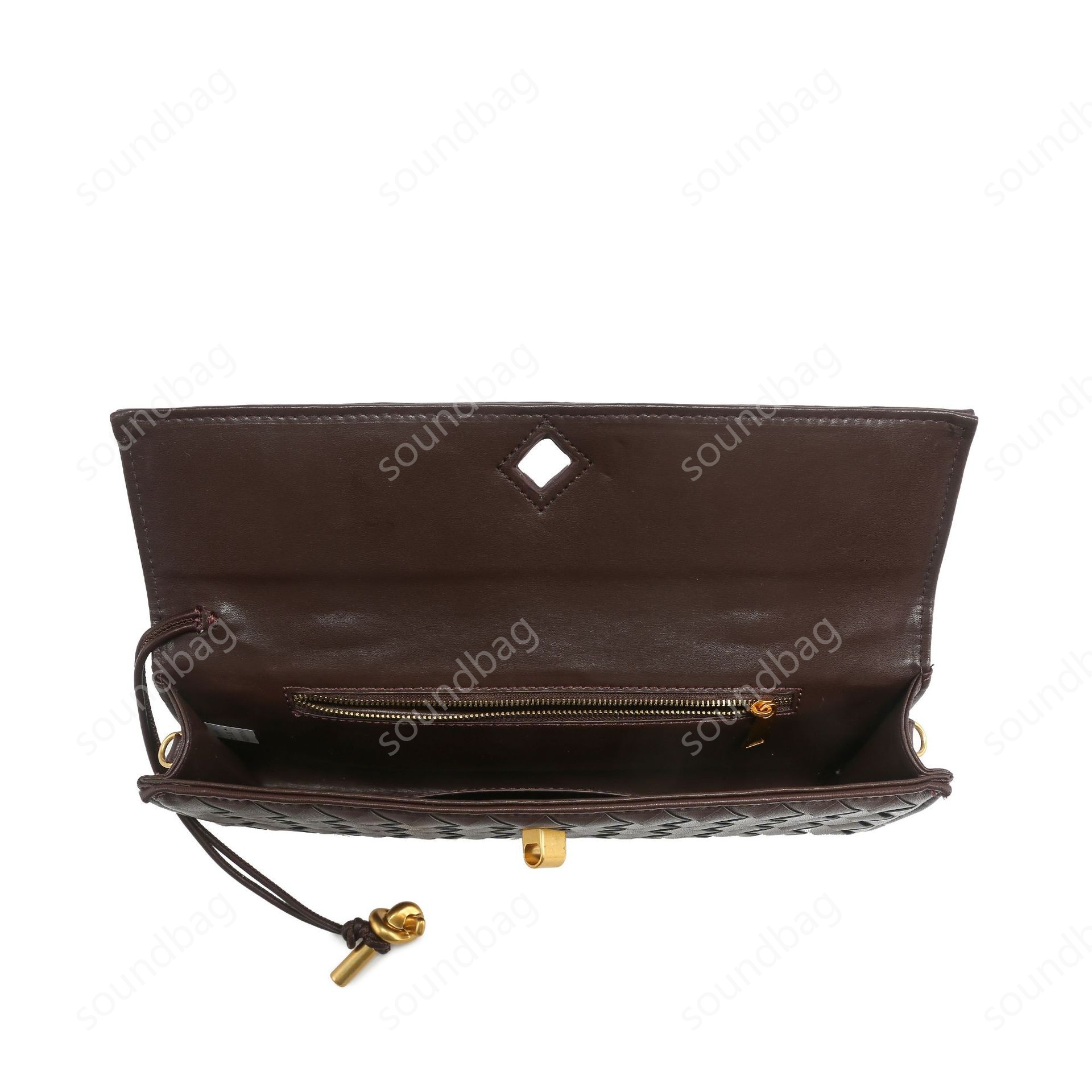 PU Evening Woven Clutch: Handcrafted, Metal Clasp Front Flap Lock ,Chic Grid with Golden Hardware - Elegant Small Square Shoulder & Crossbody Women Le