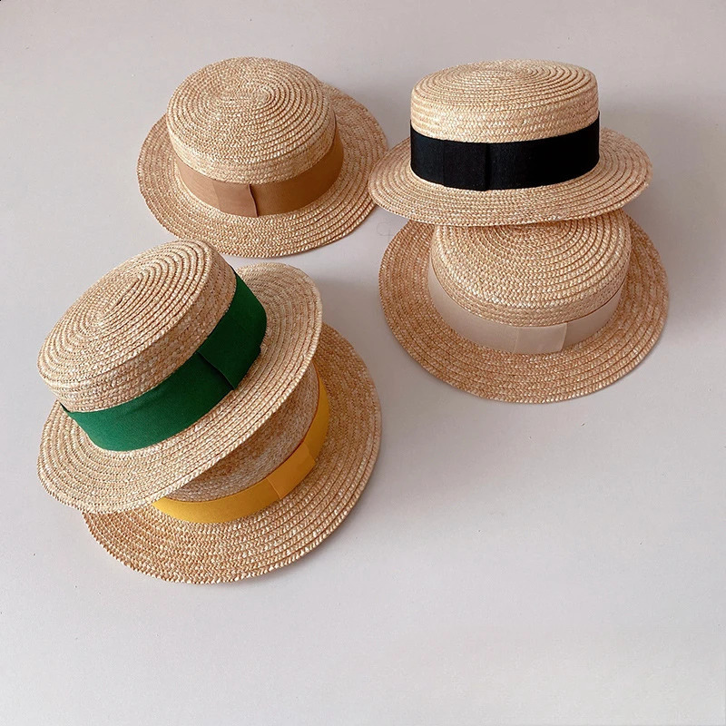 Summer Kids Bucket Straw Hat for Boys Girls born Panama Caps Straw Hats Sun Protection Travel Beach Fisherman Hats 250206