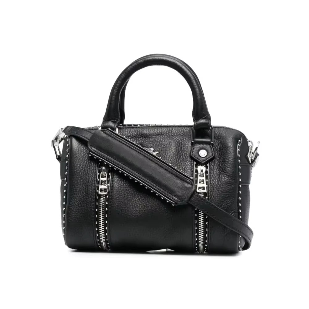 Genuine Leather Women's Niche Brand High Quality Fashion Handbag Light Retro Rivets Design Simple Shoulder Bag