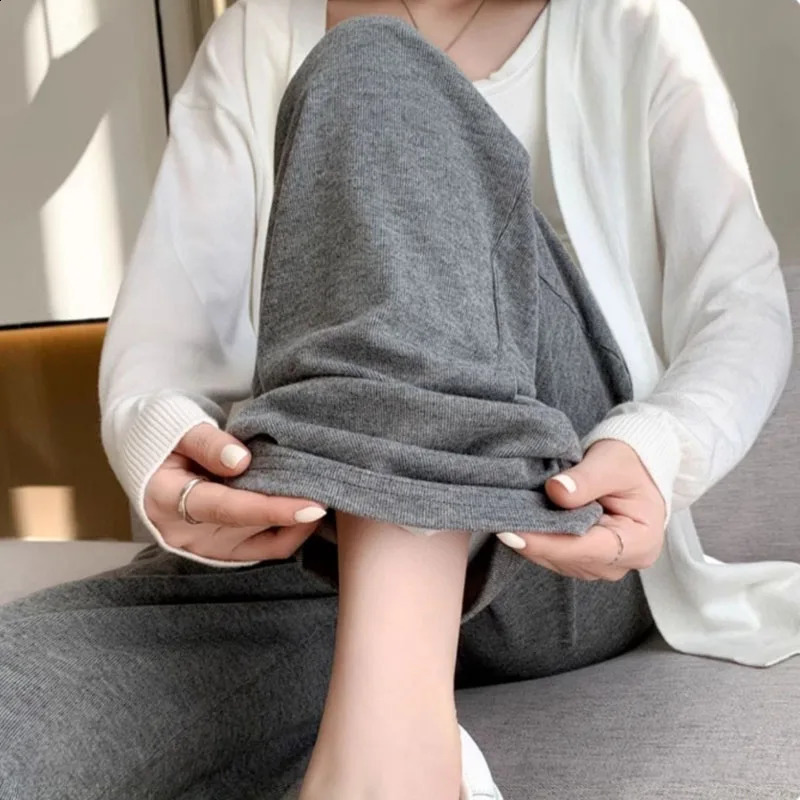 Autumn Maternity Long Pants Drawstring Across Belly Elastic Waist Clothes for Pregnant Women Casual Pregnancy Wide Leg 250206