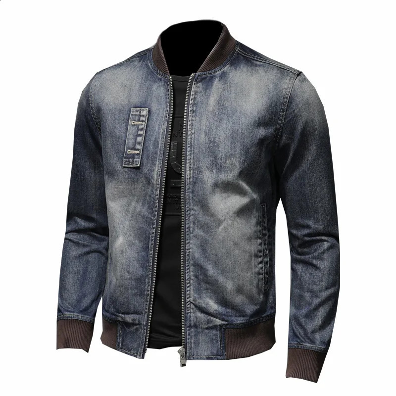 Spring Autumn Jeans Jacket Men Fashion Patch Vintage Washed Blue Baseball Jacket Large Size M-5XL Denim Coat 250206