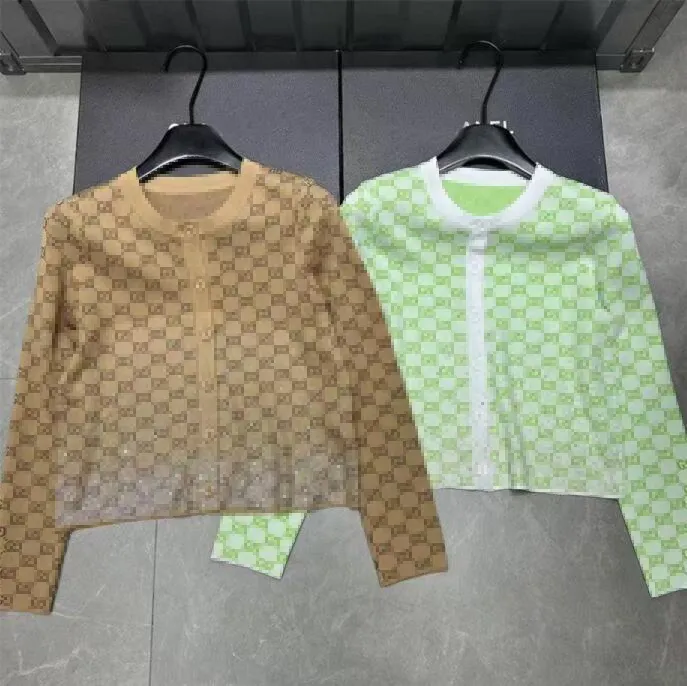 luxury sweaters womens Edge rhinestone designer sweater women knitted cardigan femal clothing green