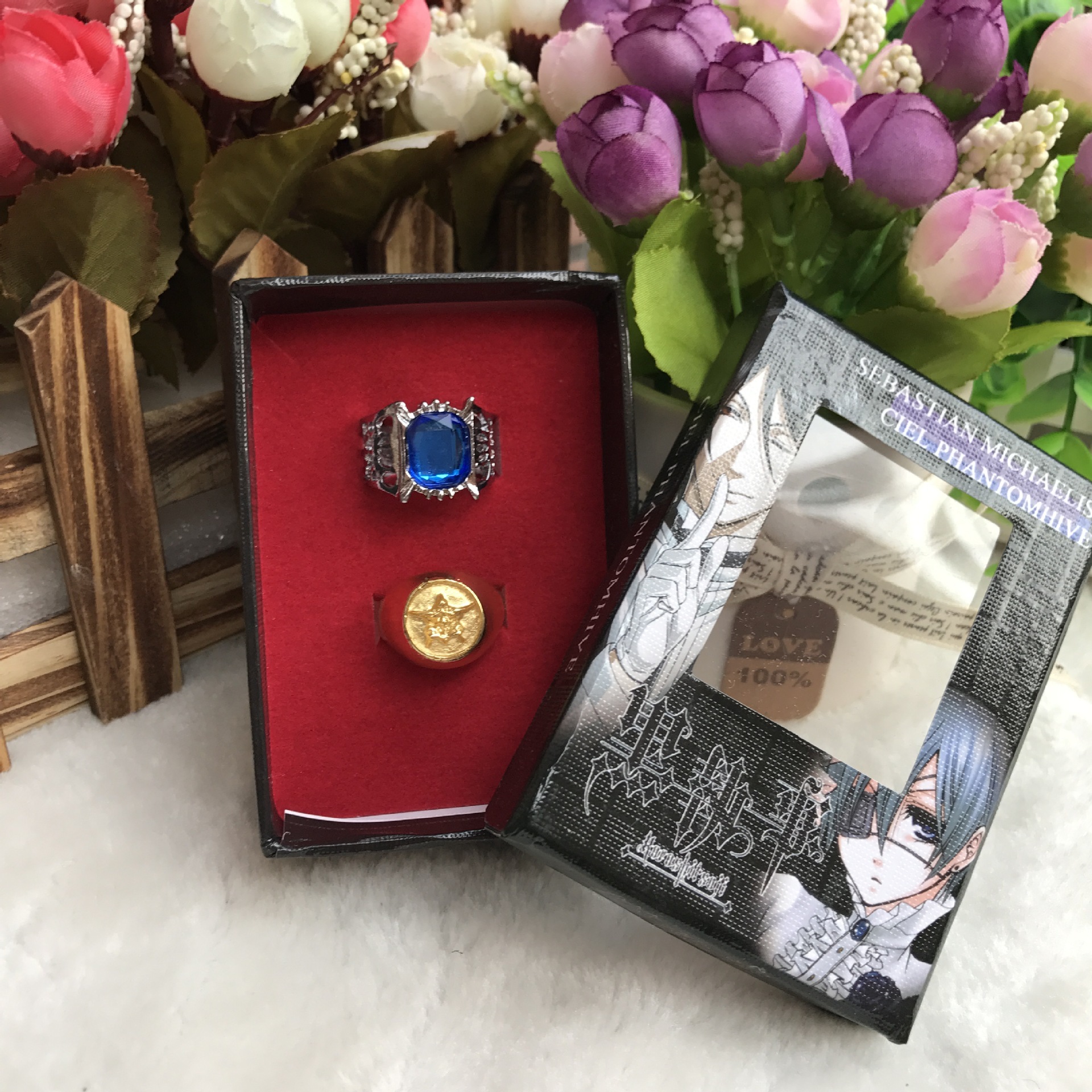 Anime Butler Ciel Phantomhive Cosplay Ring Unisex Adjustable Opening Rings Jewelry Accessories Gifts