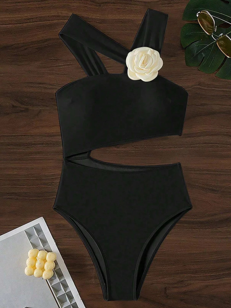 Vigoashely Solid Oneshoulder Swimwear Women Sexy Push UP Hollow One Piece Swimsuit Monokini Summer Beach Lady Bathing Suit 250120