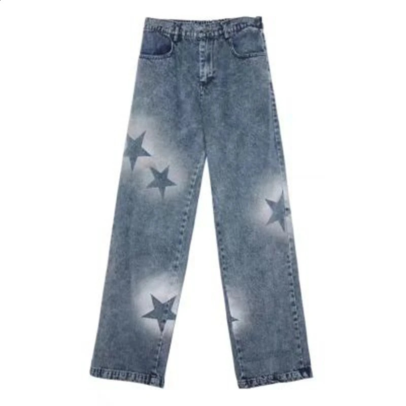 Washed Star Pattern baggy jeans High Street Loose Straight Womens pants Summer Casual Hip Hop Women Jeans 2023 y2k 250121
