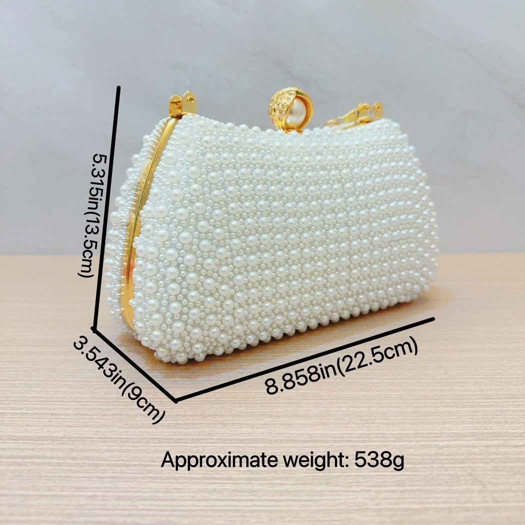 Chic Pearl-Adorned Evening Handbag Perfect Accessory for Birthday Banquets and Bridal Events