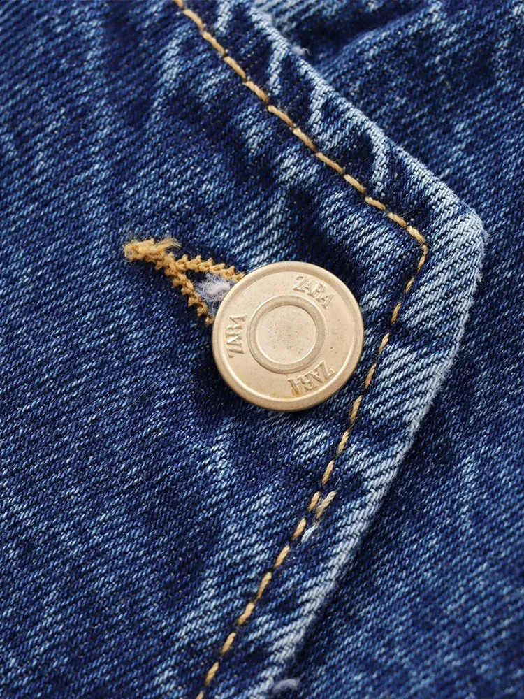 Autumn and Winter Arrivals Casual All-match Round Neck Sleeveless Blue Slim Waist Denim Vest 250206