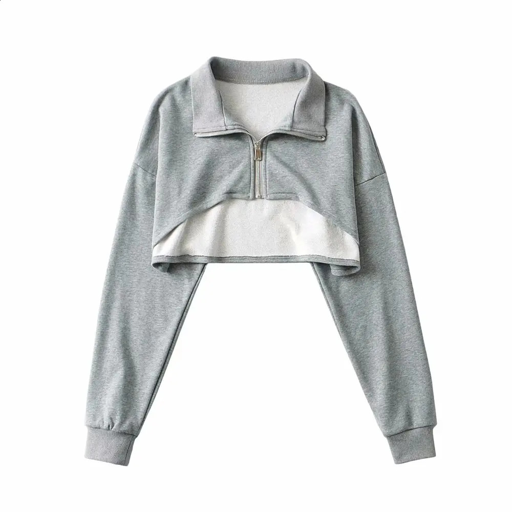 Korean fashion sweatshirts sexy long sleeve top cropped zip up hoodie women vintage sweatshirt cute crop hoodie women streetwear 250206