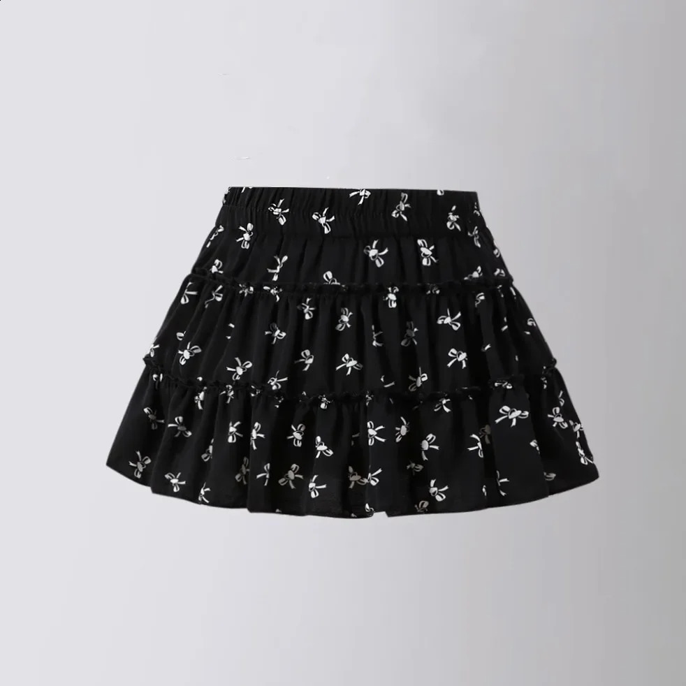 Floral Skirt for Kids High Waist Thin Girls Pleated Skirt Short Fashion Tennis Baseball Casual All-match Children A-line Skirt 250206