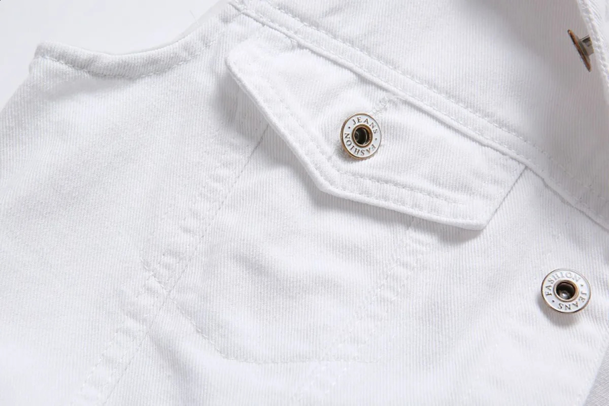 Summer Mens Ripped Denim Vest Male Tank Top Washed Jeans Waistcoat Man Retro Cowboy Hip Hop White Sleeveless Jacket 250206