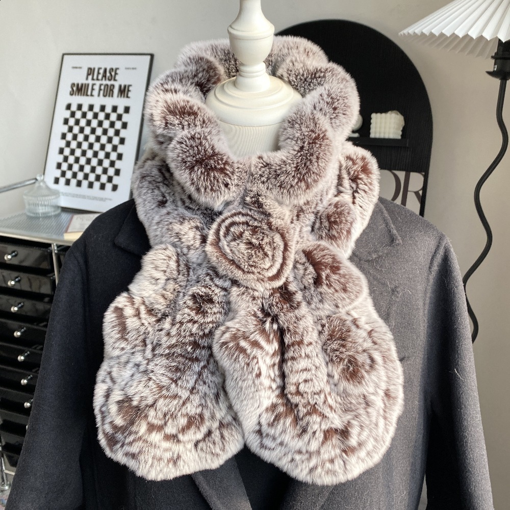 Korean version of otter rabbit fur scarf womens autumn and winter thick and versatile warm plush fur scarf double-sided woven fur collar241018