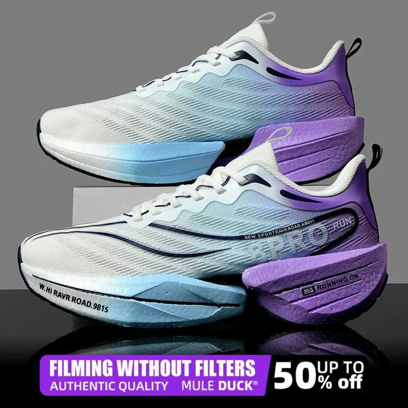 Speciality Carbon Plate Sports Running Shoes Marathon Air Cushion Men Breathable Lightweight Women Comfortable Nonskid SneakersC250207
