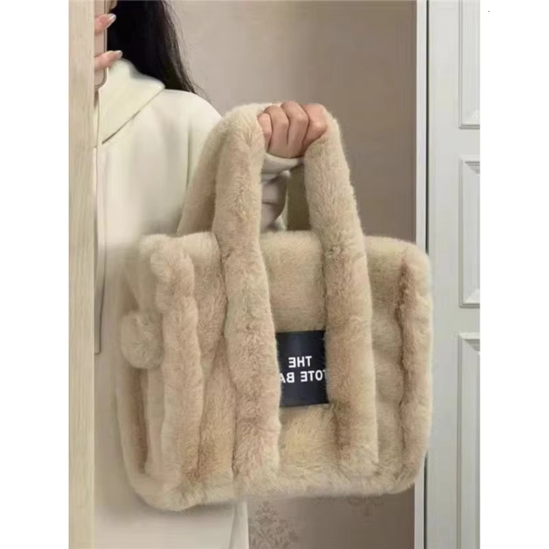 Jiaerdi Casual Fur Tote For Women Handbag Autumn Winter Plush Messenger Haruku Aesthetic Shopper Bag Female