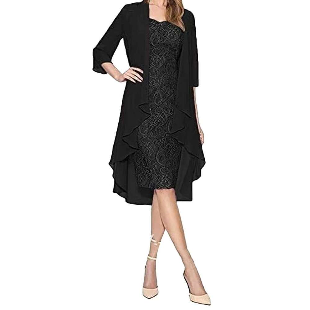 Fashion Two Pieces Chiffon Dress Charming Mother Of The Bride Formal Dresses Women Elegant Office Lady Clothes Robe Femme R250206