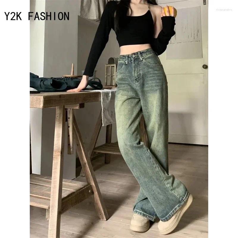 Women's Jeans Deeptown Y2k Baggy Wide Leg Women Vintage Streetwear Washed Denim Pants Grunge Basic Slouchy Blue Trousers Femme Autumn Z260313