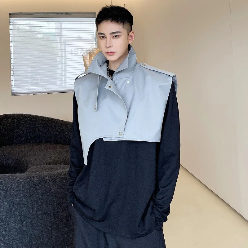 Irregular Techwear Style Hip Hop Cargo Vest Mens Street Fashion Short Waistcoat Sleeveless Jacket 250206