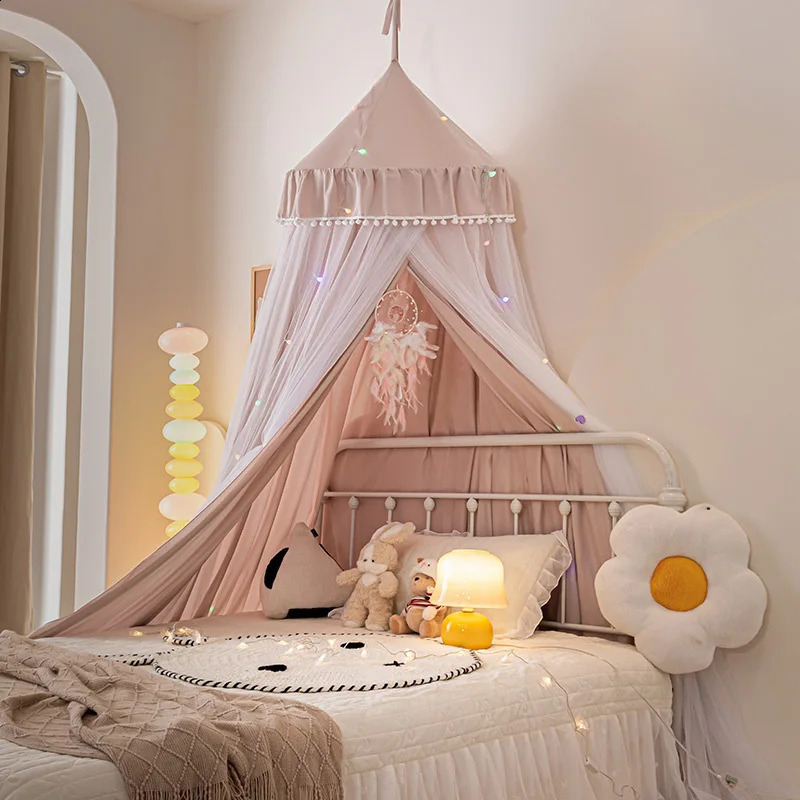 Dome bed curtain childrens indoor light-proof bed curtain windproof bedside ceiling blackout double-layer mosquito net curtain 250206