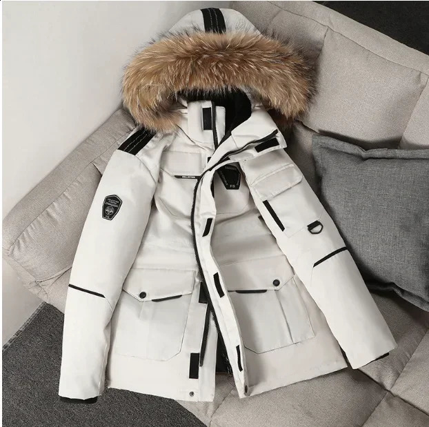 Winter mens down jacket high quality white youth thick cargo lovers coat 4XL 250109Z