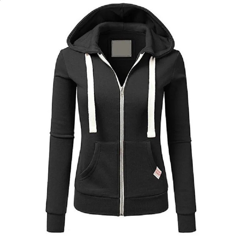 AutumnWinter Womens Personalized Fashion Sports Hoodie Long Sleeve Drawstring Pocket Zipper Coat Woolen Sweater Top 250122