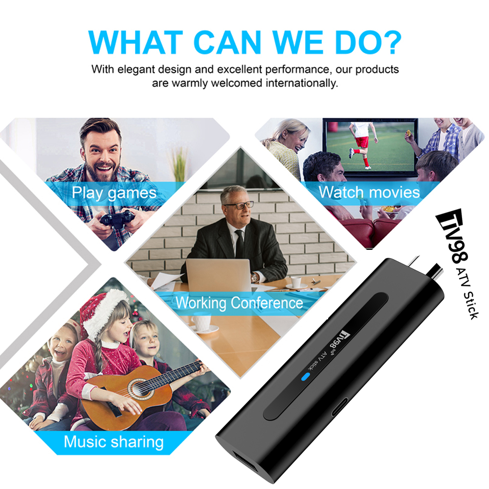 Android 14.0 TV Stick TV98 ATV Smart TV Box 8K Video BT5.0 2.4G 5G WiFi Media Player Allwinner H313 2GB 16GB Voice Remote TV Box
