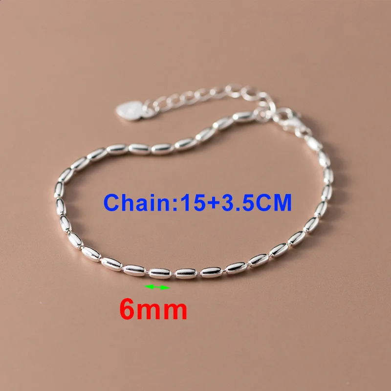 SOFTPIG Real 925 Sterling Silver Rice Beads Chain Charm Bracelet for Women Trendy Fine Jewelry Minimalist Accessories 250121