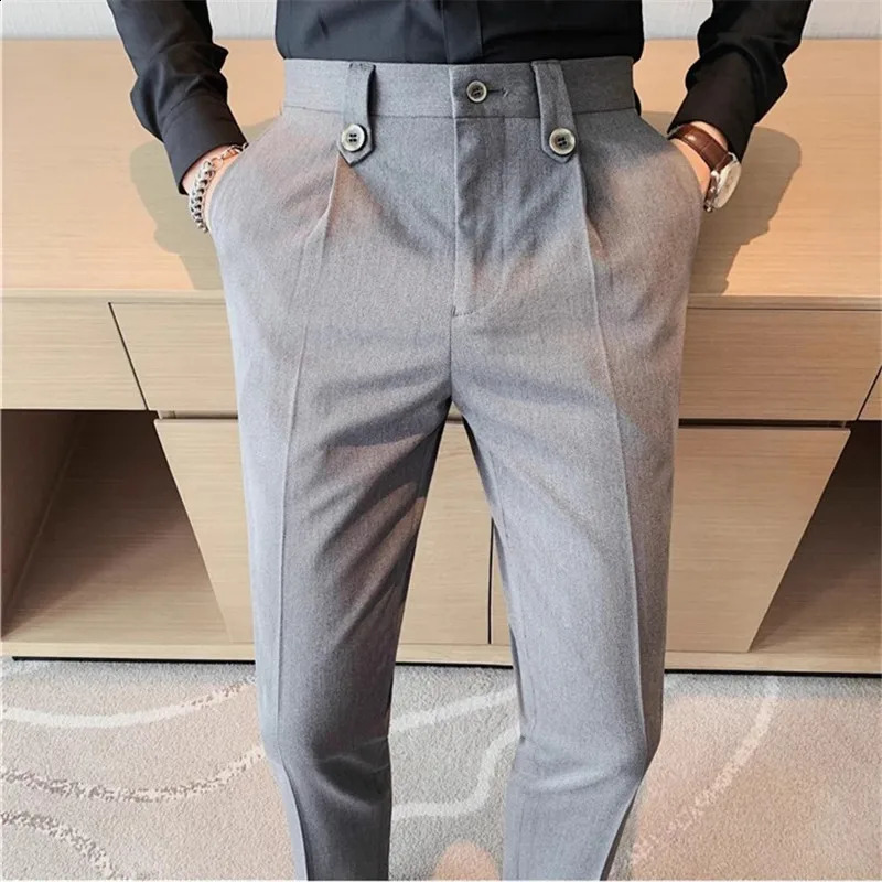 Spring Autumn Smart Casual Suit Pants Men Solid Color Slim Fit Office Fomal Wedding Party Dress Pants Mens White Suit Trousers 250122