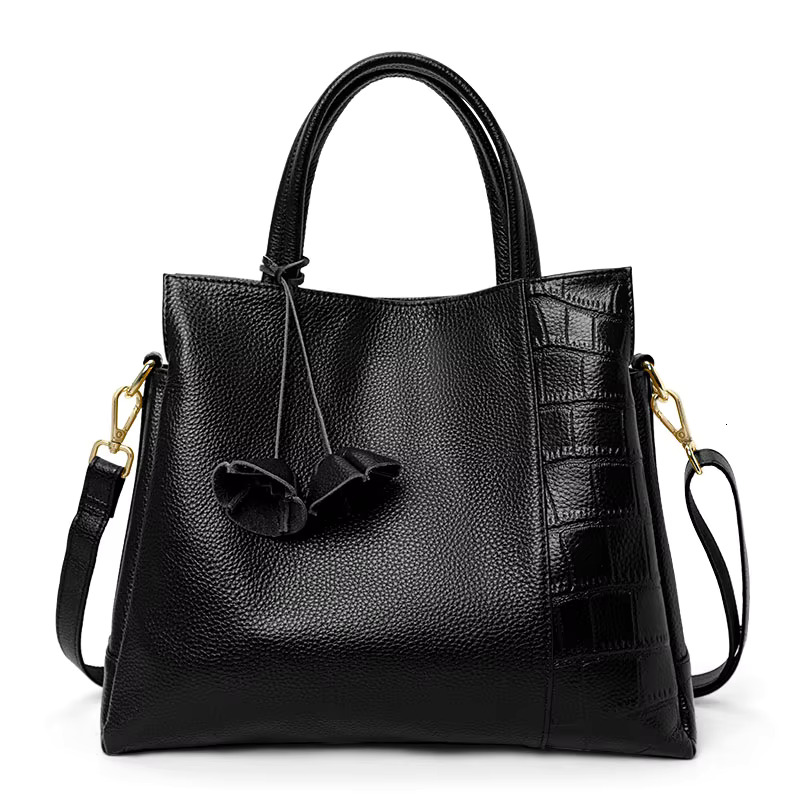 Aidrani A solid colored crocodile textured women's handbag made of high-quality cowhide a portable large bag