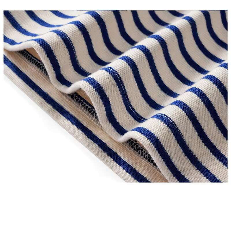 Blue White Sea Soul Shirt T-Shirt Heavy Cotton Striped Sports Jersey Men's Round Neck Long-Sleeved Outdoor Fiess Running Train