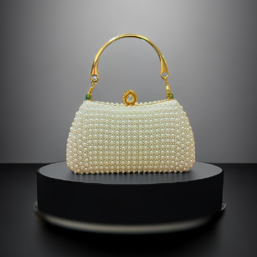 Chic Pearl-Adorned Evening Handbag Perfect Accessory for Birthday Banquets and Bridal Events