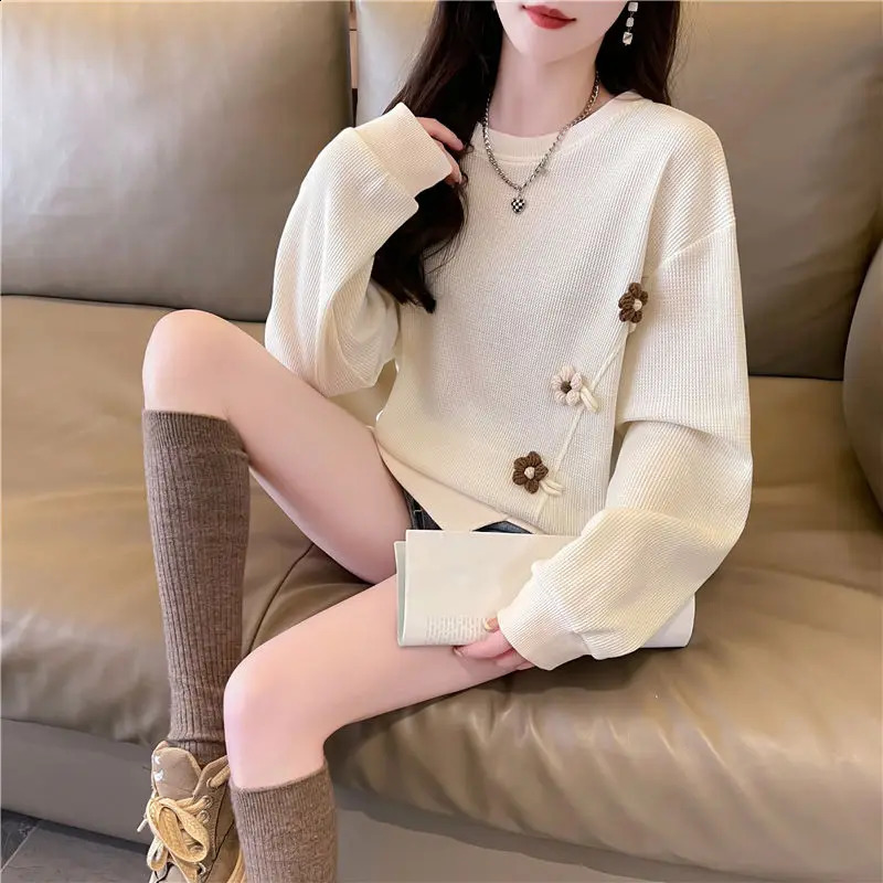Sense Niche Long Sleeved Versatile Korean Version Loose Plus Size Waffle Hoodie Top for Women 250206