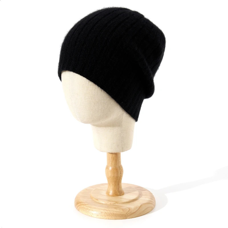 Womens Winte Hat 100% Cashmere Knitted Beanies Pattern Solid Color Warm Soft Cashmere Bonnet Y2k Street Skullies Cap 250120