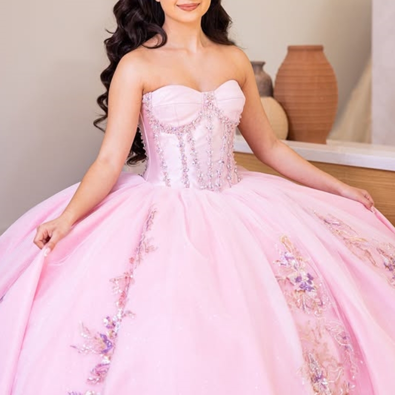 Pink Quinceanera Dresses Ball Gown Off Shoulder Appliques Lace Beads Tull Corset Birthday Party Sweet 16 Dress Vestidos 15 anos
