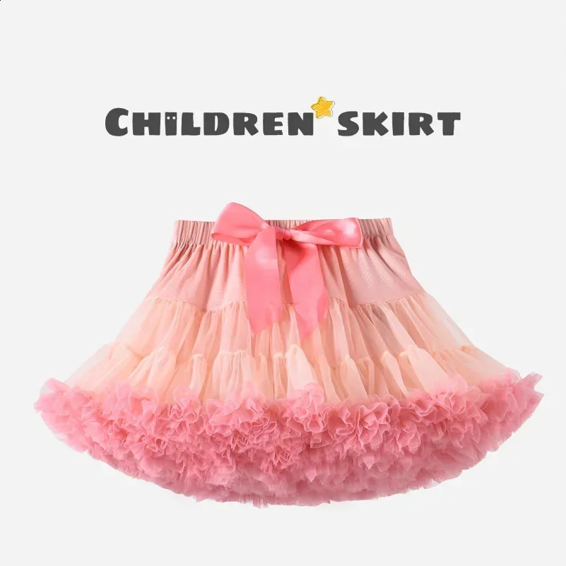 Girls Tutu Skirts Solid Fluffy Tulle Princess Ball Gown Pettiskirt Kids Ballet Party Performance Dress for Children 250206