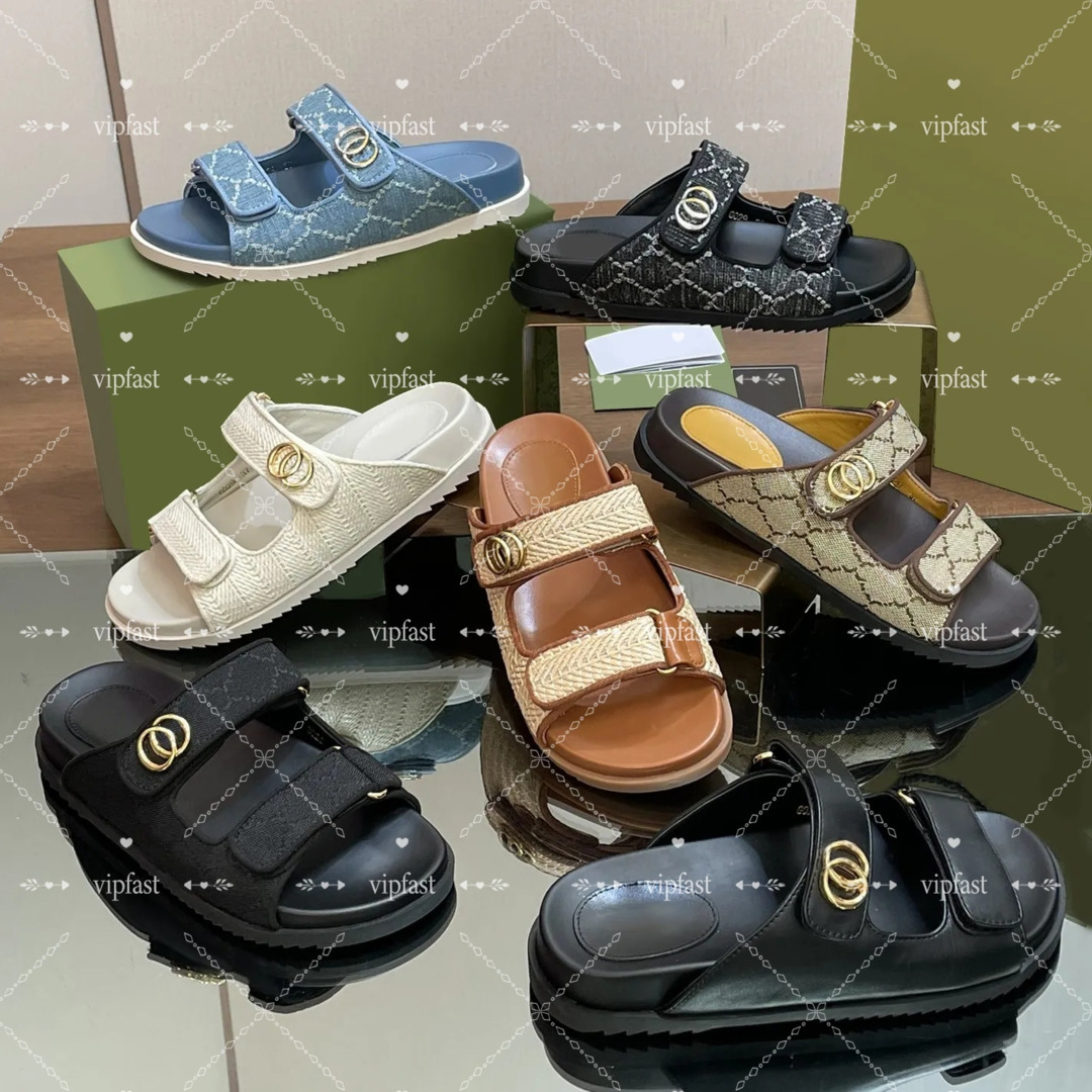 Designer Slippers Crystal Sandal Sildes Sandals Flat Slippers Summer Beach Slippers Platform Slippers Flip Flops Luxury Flat Two Strap Slippers Dad Sandel 008